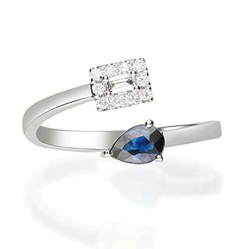 Hadleigh 14K White Gold Pear-Cut Ceylon Blue Sapphire Ring