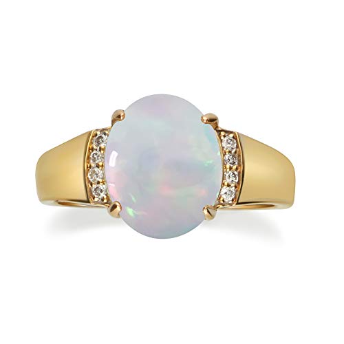 Kamila 10K Yellow Gold Oval Cut Natural African Opal Ring