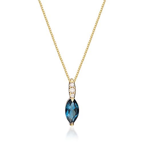 Bria 14K Yellow Gold Marquise-Cut Brazilian London Blue Topaz Pendant