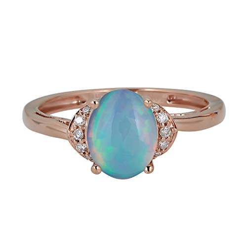 Dakota 10K Rose Gold Oval-Cut Natural African Opal Ring