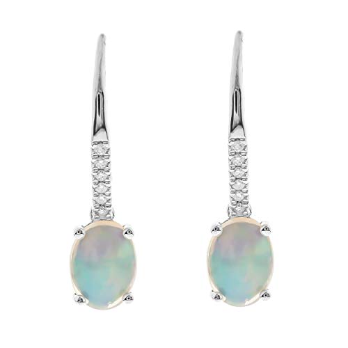 Aya 10K White Gold Oval-Cut Natural African Opal Earring