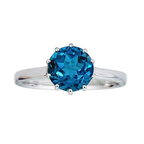 Aliyah 10K White Gold Round-Cut Brazilian London Blue Topaz Ring