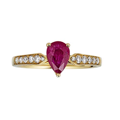 Calliope 10K Yellow Gold Pear-Cut  Mozambique Ruby Ring