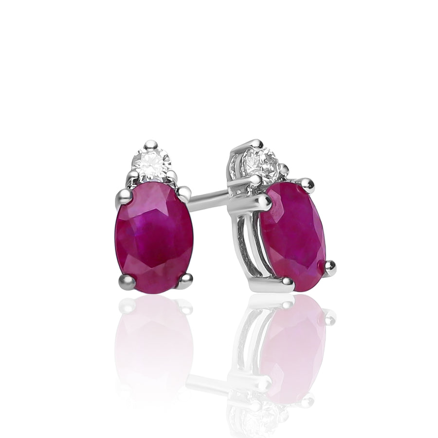 Heidi 14K White Gold Oval-Cut Mozambique Ruby Earring