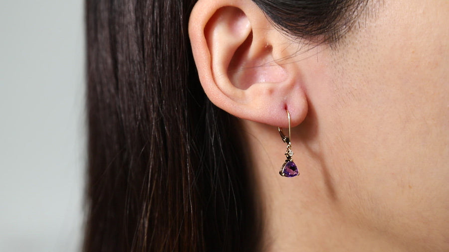 Della 14K Yellow Gold Trillion-Cut Brazilian Amethyst Earring