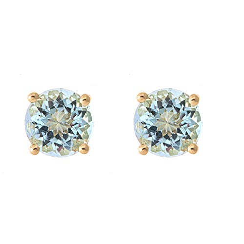 Alessandra 10K Yellow Gold Round-Cut Brazilian Aquamarine Earring