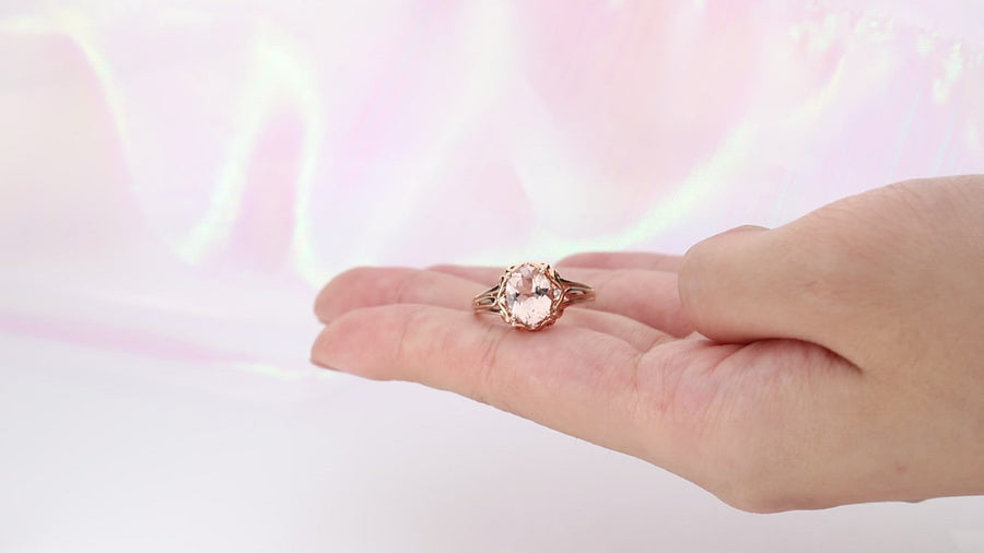 Gracelynn 10K Rose Gold Oval-Cut Madagascar Morganite Ring