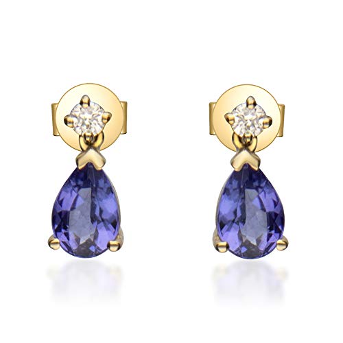 Anika 14K Yellow Gold Pear-Cut Tanzanian Tanzanite Earring