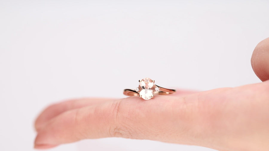 Ellianna 14K Rose Gold Oval-Cut Madagascar Morganite Ring