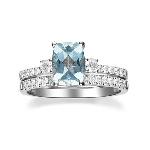 Gia 14K White Gold Cushion-Cut Brazilian Aquamarine Ring