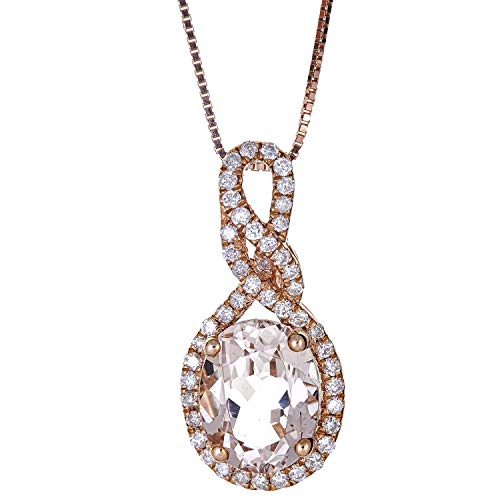 Miracle 14K Rose Gold Oval-Cut Madagascar Morganite Pendant