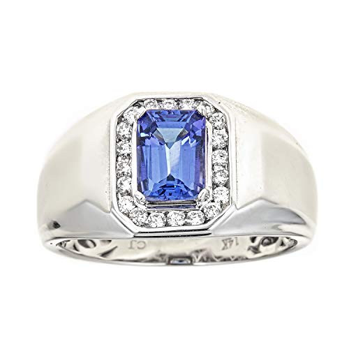 Isabelle 10K White Gold Emerald-Cut Tanzanian Tanzanite Ring