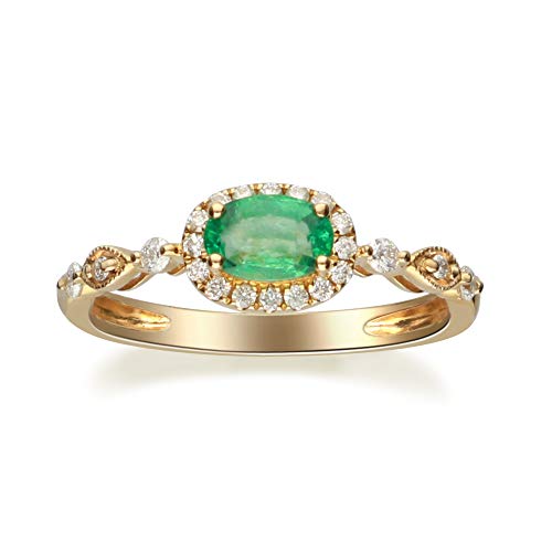 Captivating Beauty: Alina 14K Yellow Gold Ring with Oval-Cut Natural Zambian Emerald