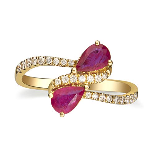 Frances 10K Yellow Gold Pear-Cut Mozambique Ruby Ring