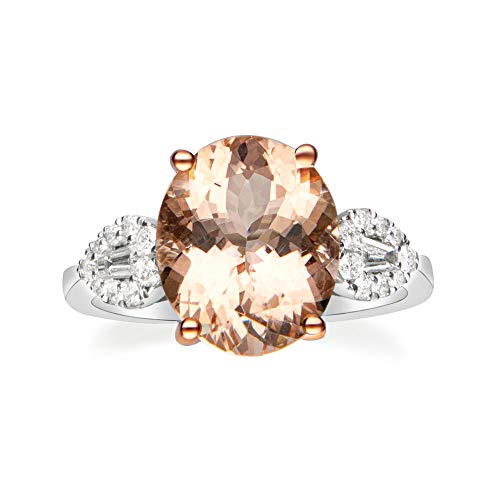 Iris 14K Two Tone Gold Oval-Cut Madagascar Morganite Ring