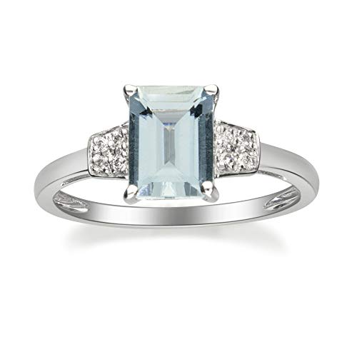 Alexa 10K White Gold Emerald-Cut Brazilian Aquamarine Ring