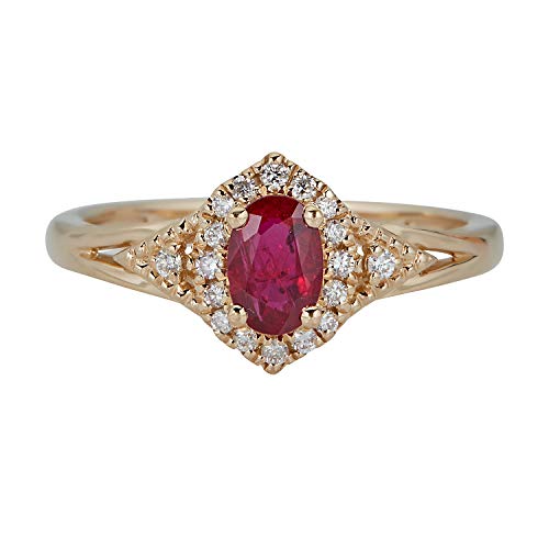 Cecilia 10K Yellow Gold Oval-Cut  Mozambique Ruby Ring