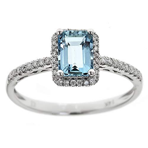 Jessier 10K White Gold Emerald-Cut Brazilian Aquamarine Ring