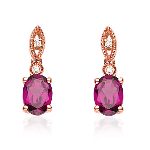 Miriam 10K Rose Gold Oval-Cut Madagascar Rhodolite Earring