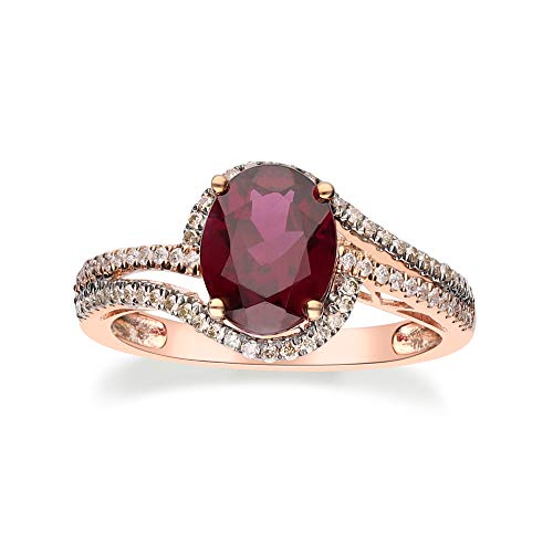 Lilliana 10K Rose Gold Oval-Cut Madagascar Rhodolite Ring