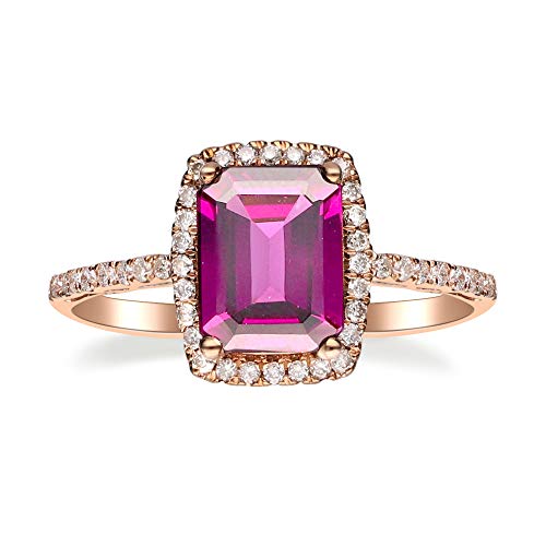 Lorelai 10K Rose Gold Emerald-Cut Madagascar Rhodolite Ring