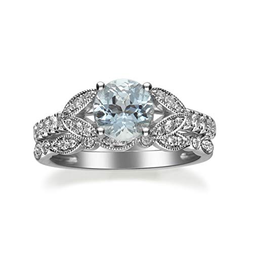 Hailee 14K White Gold Round-Cut Brazilian Aquamarine Ring