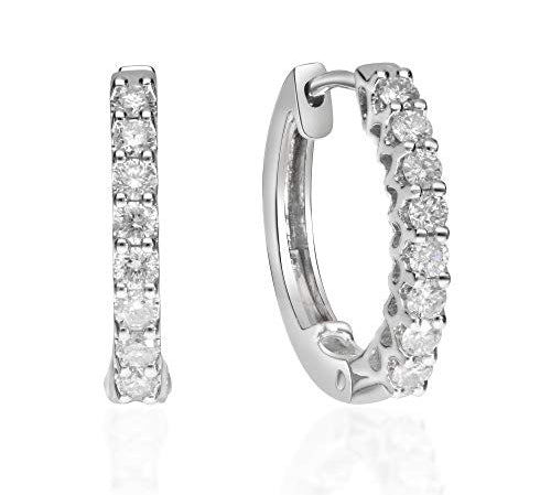 Celia Round-Cut White Diamond Earrings in 14K White Gold