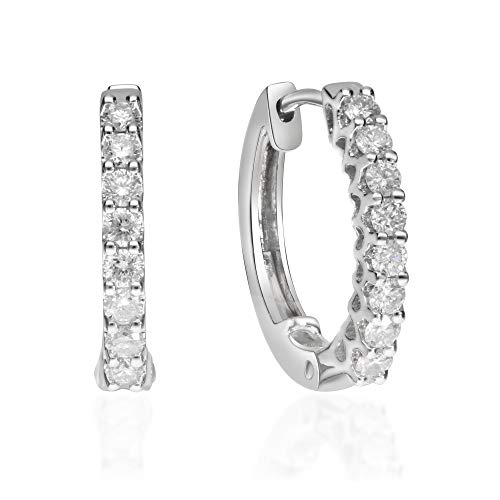 Celia Round-Cut White Diamond Earrings in 14K White Gold