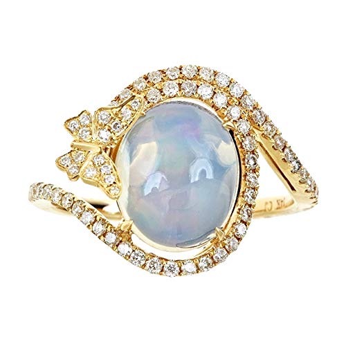 Ramona 14K Yellow Gold Cabochon-Cut Natural African Opal Ring