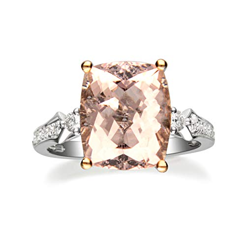 August 14K Two-Tone Gold Cushion-Cut Madagascar Morganite Ring