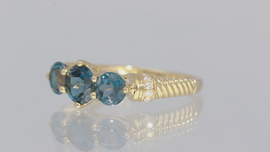 Zoe 14K Yellow Gold Round-cut Brazilian London Blue Topaz Ring