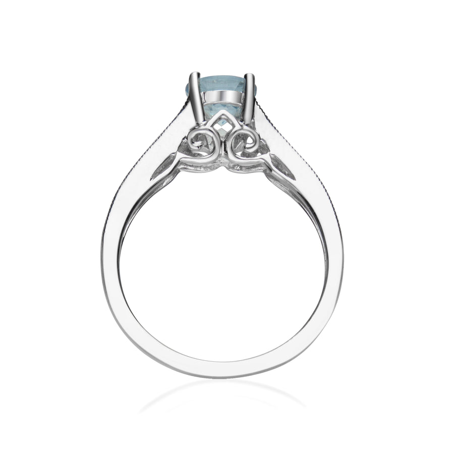 Frankie 14K White Gold Round-Cut Brazilian Aquamarine Ring