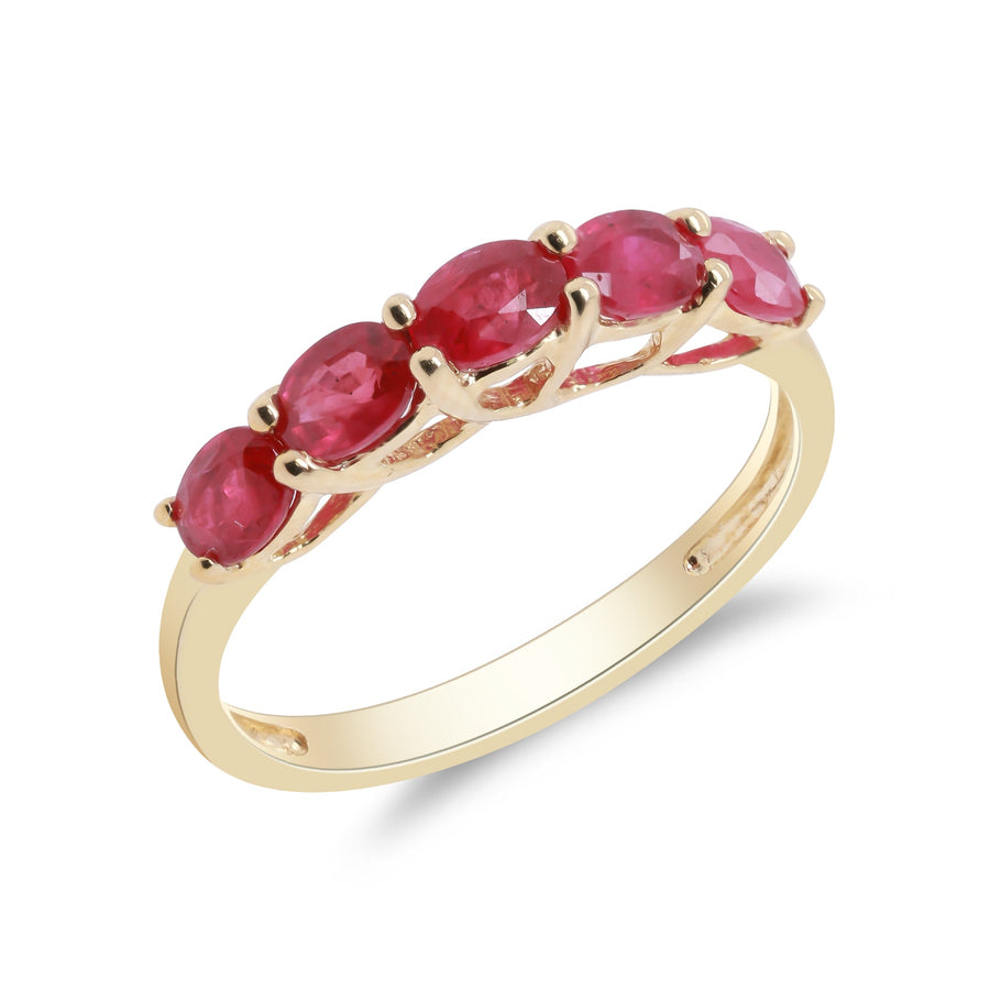 Faye 10K Yellow Gold Oval-Cut Mozambique Ruby Ring