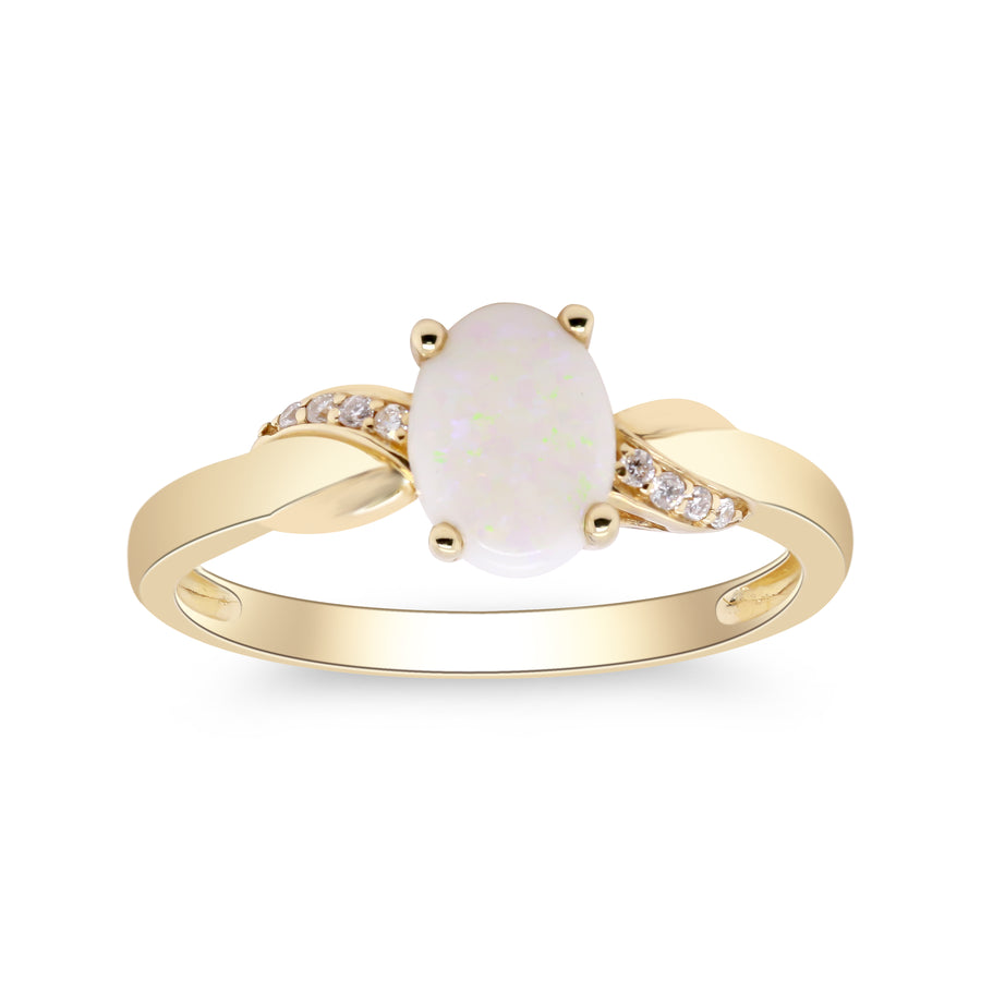 Wrigley 10K Yellow Gold Oval-Cut Natural African Opal Ring