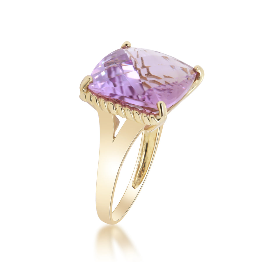 Angelique 10K Yellow Gold Cushion-Cut Pink Brazilian Amethyst Ring