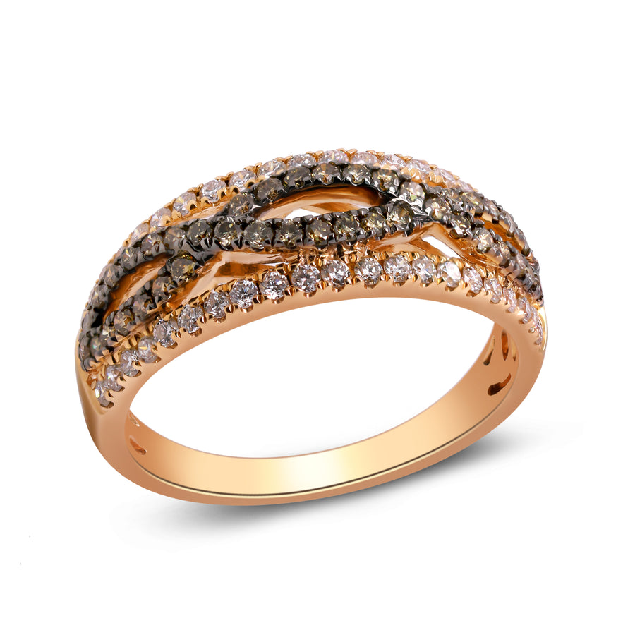 Claire 14K Rose Gold Round-Cut Brown Diamond Ring