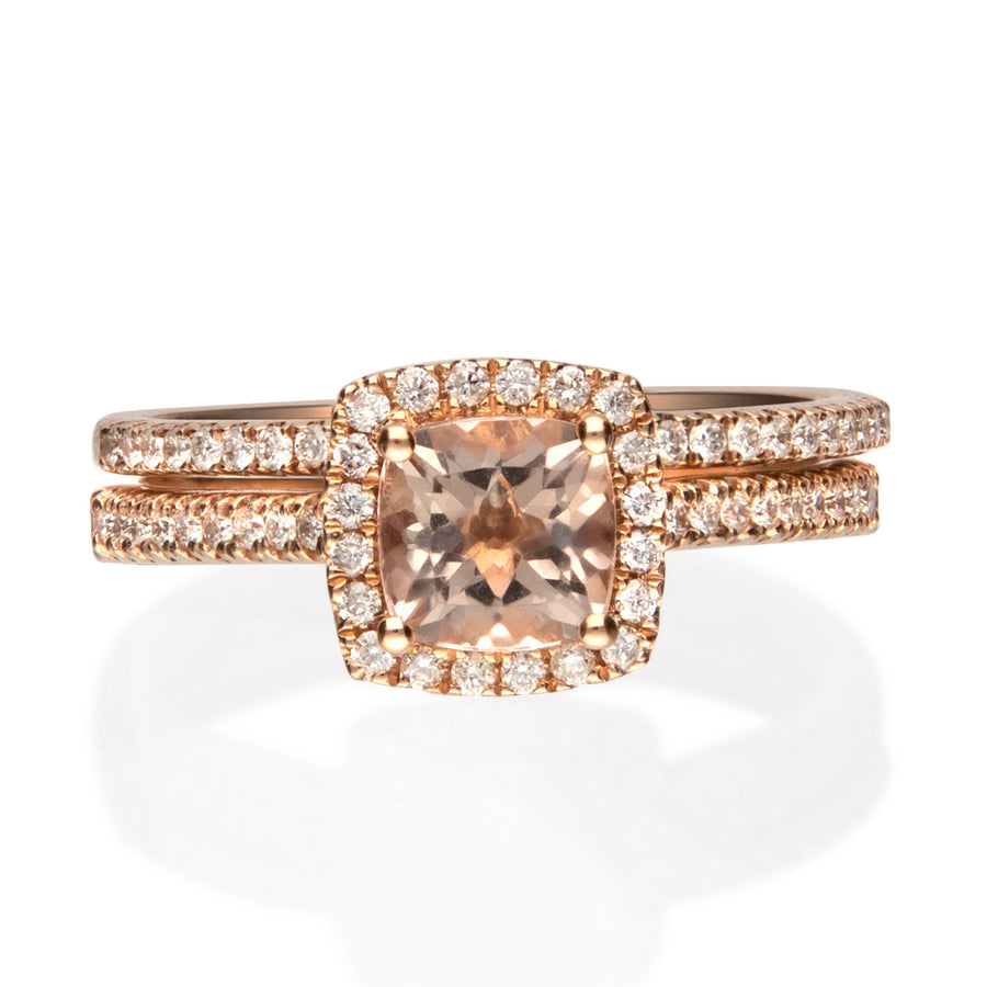 Amalia 14K Rose Gold Cushion-Cut Madagascar Morganite Ring