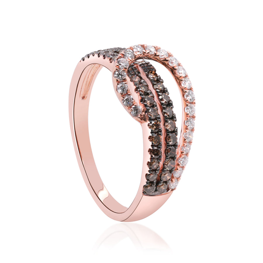 Lucia 10K Rose Gold Round-Cut Brown Diamond Ring