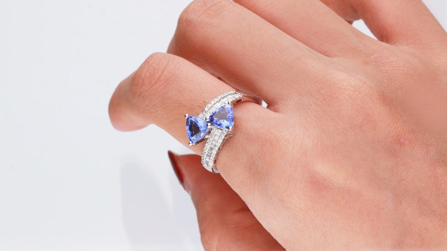 Madeleine 10K White Gold Trillion-Cut Tanzanian Tanzanite Ring