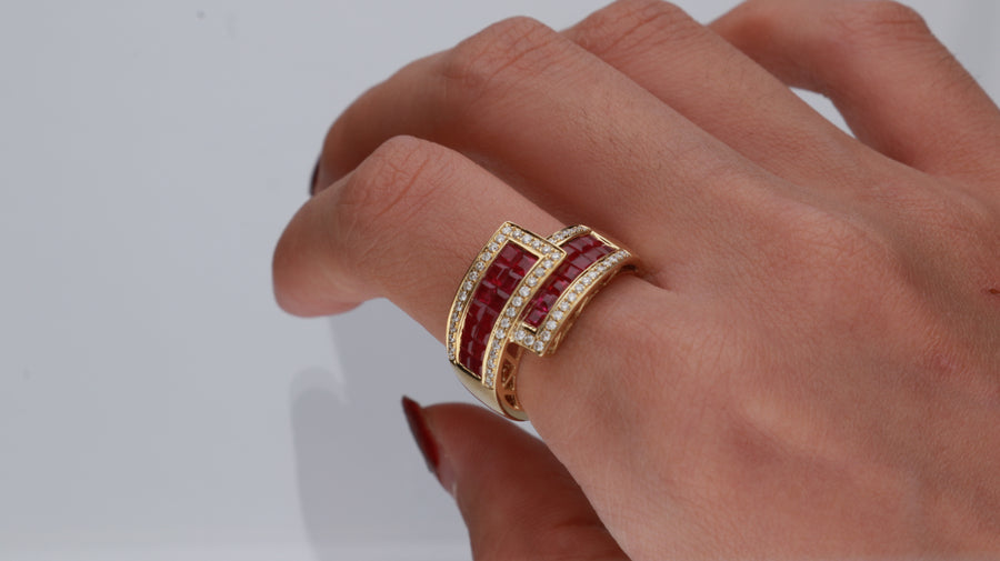 Aisha 10K Yellow Gold Square-Cut Mozambique Ruby Ring