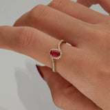 Mia 10K Yellow Gold Oval-Cut Mozambique Ruby Ring