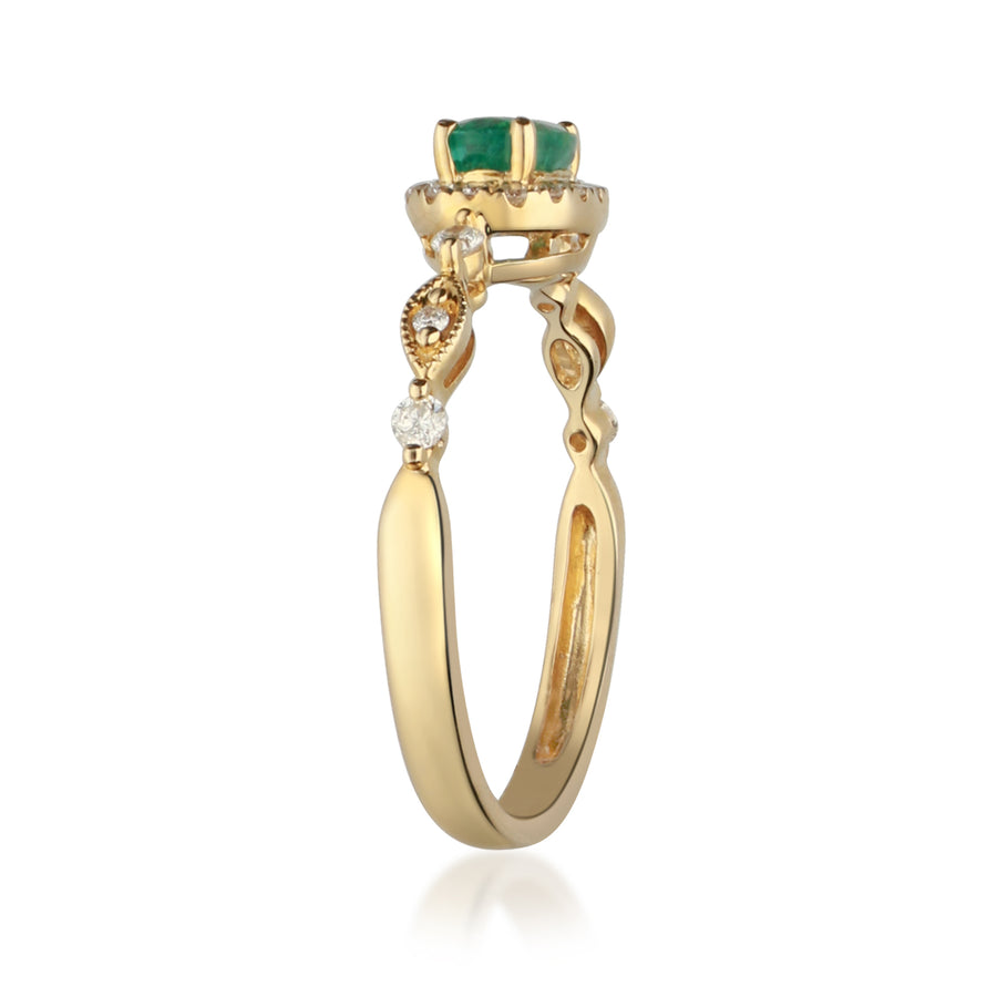 Captivating Beauty: Alina 14K Yellow Gold Ring with Oval-Cut Natural Zambian Emerald