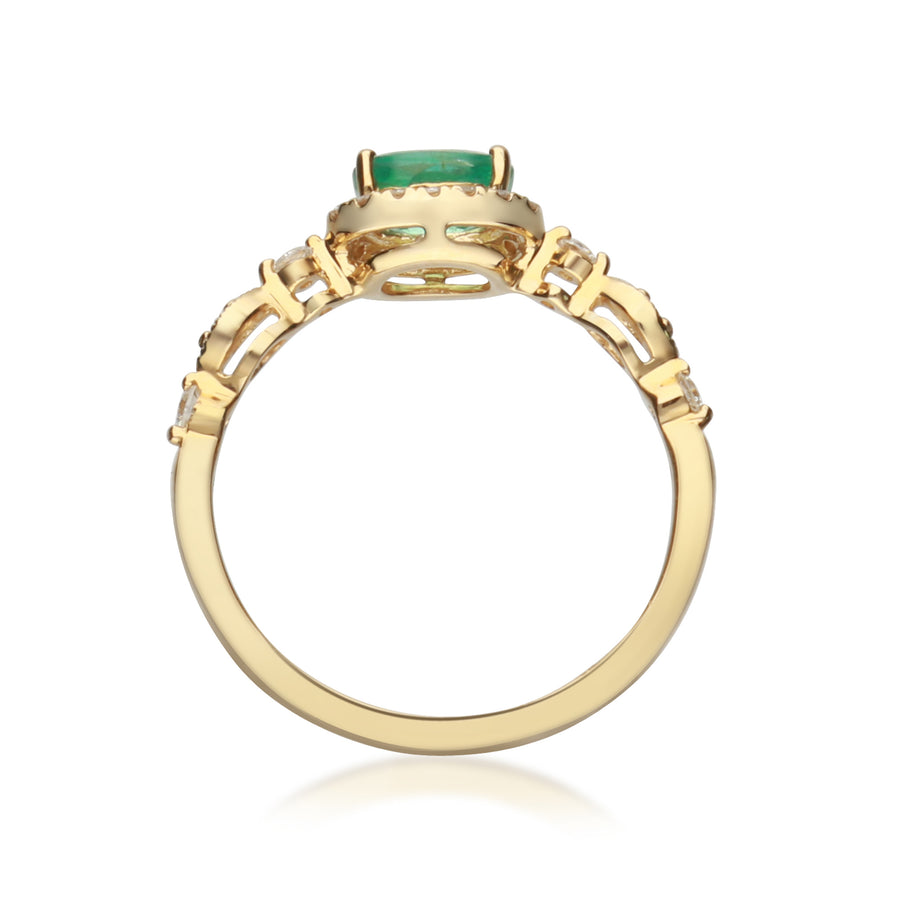 Captivating Beauty: Alina 14K Yellow Gold Ring with Oval-Cut Natural Zambian Emerald