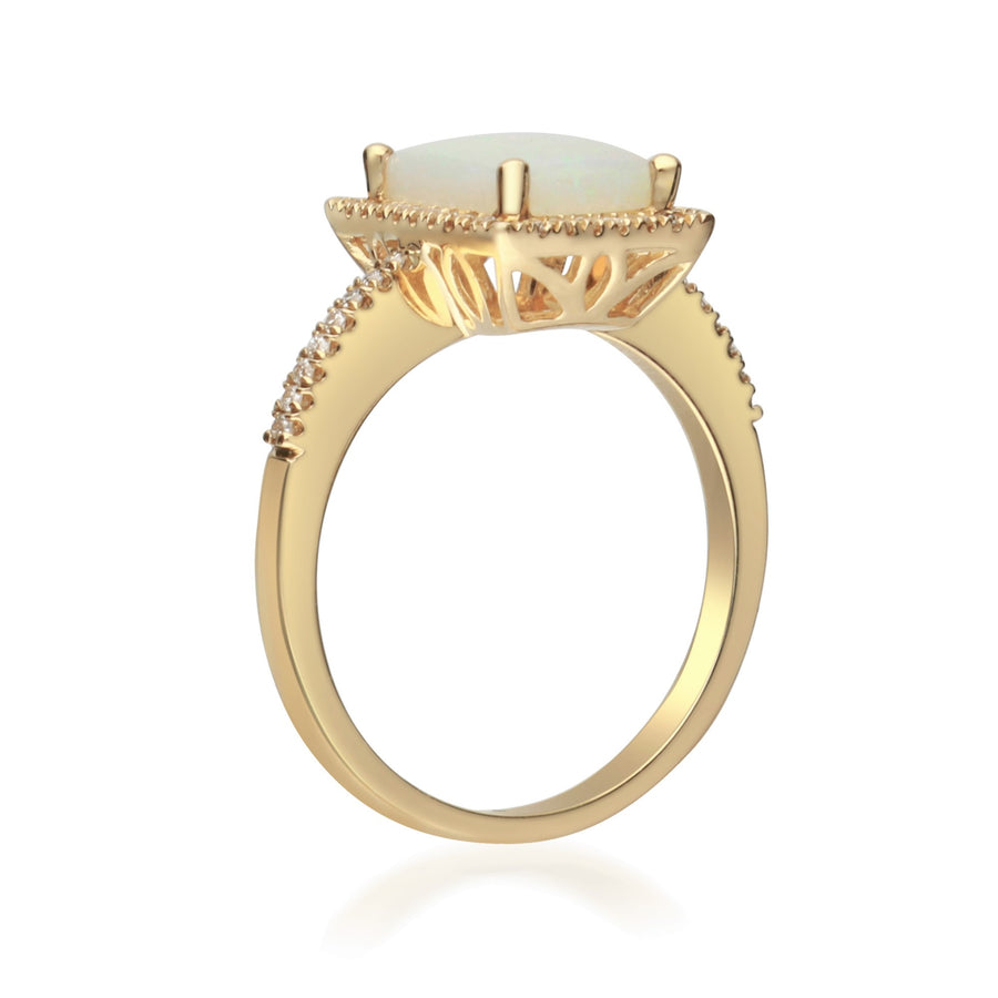 Kaiya 14K Yellow Gold Cushion-Cut Natural African Opal Ring