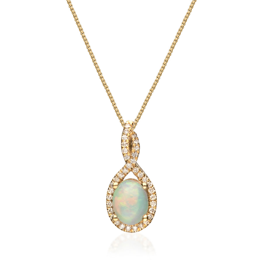 Naina 10K Yellow Gold Oval-Cab Natural African Opal Pendant