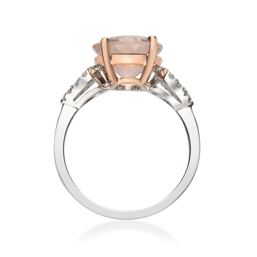 Iris 14K Two Tone Gold Oval-Cut Madagascar Morganite Ring