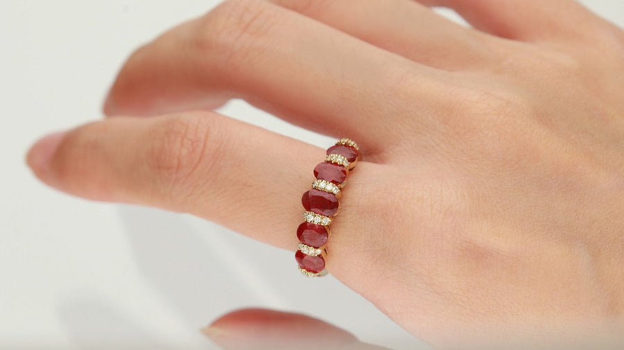 Gia 14K Yellow Gold Oval-Cut Mozambique Ruby Ring