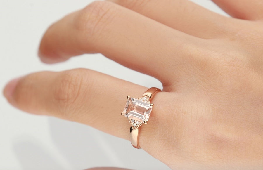 Sophie 14K Rose Gold Emerald-Cut Madagascar Morganite Ring