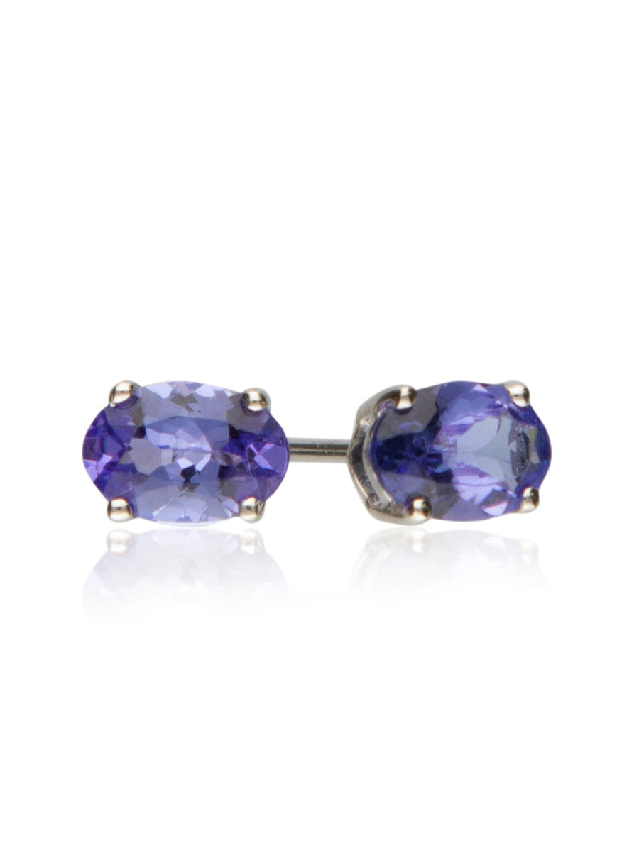 Hattie 14K White Gold Oval-Cut Tanzanian Tanzanite Earring