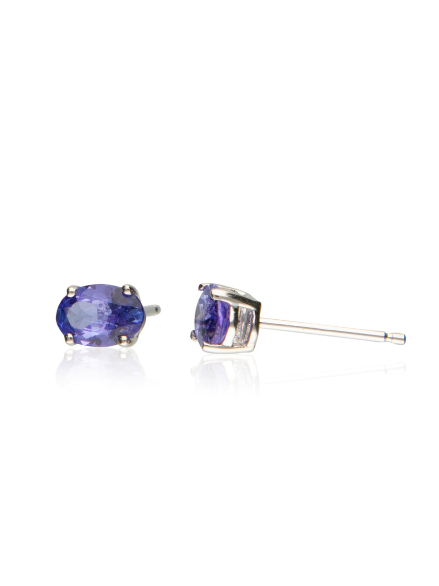 Hattie 14K White Gold Oval-Cut Tanzanian Tanzanite Earring